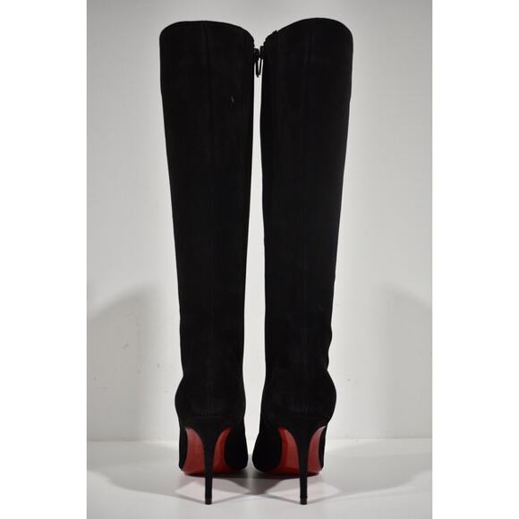 Christian Louboutin Kate Botta 85 Black Suede Knee High Zipper Heel Boot 37 - Picture 10 of 12